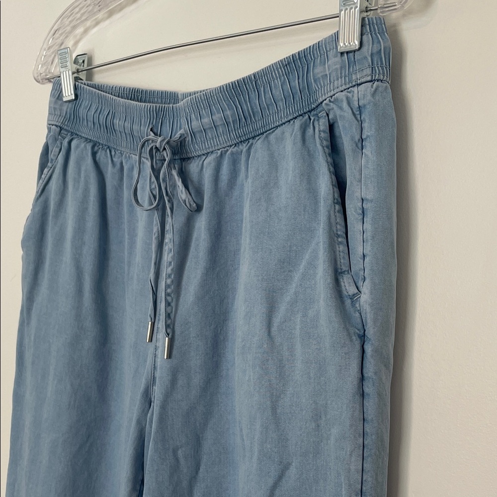 land ‘n sea Chambray Blue Cropped Wide-Leg Drawstring Pants size Medium